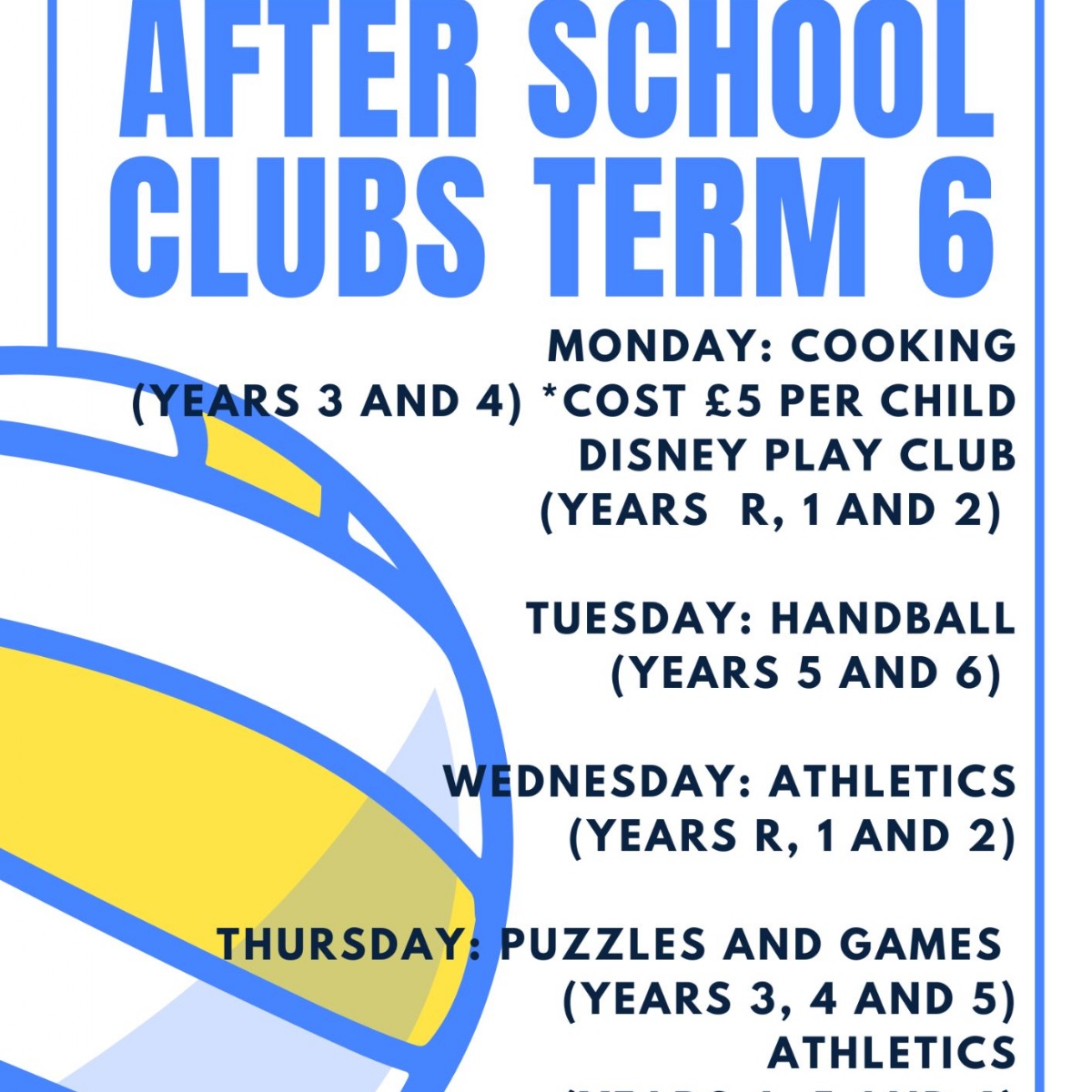 After School Clubs Term 6 Vale View Primary School
